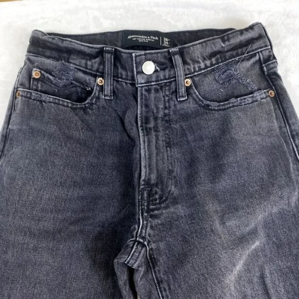 Abercrombie & Fitch Jeans‎ Men 28x34 Dark Wash Vintage Stretch 90's Slim Ripped
